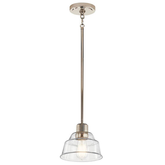 KICHLER 52405PN Eastmont 1 Light Mini Pendant with Clear Glass Polished Nickel
