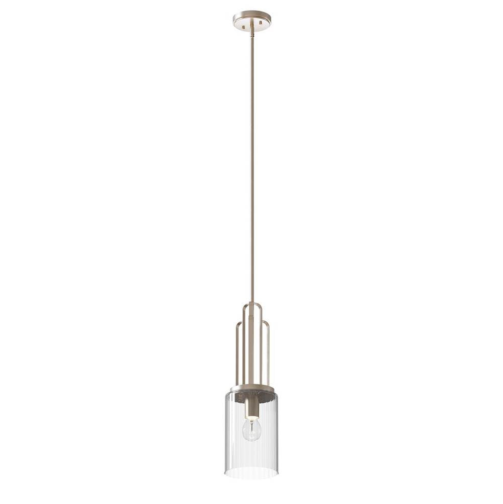 KICHLER 52414PN Kimrose 1 Light Mini Pendant with Clear Fluted Glass in Polished Nickel and Satin Nickel