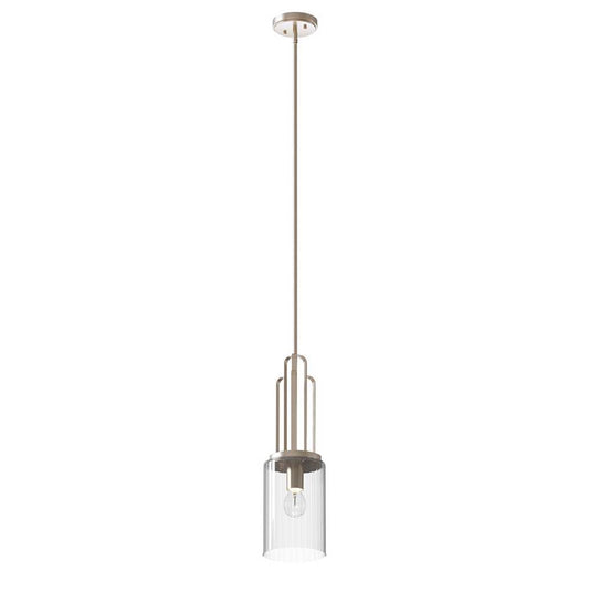 KICHLER 52414PN Kimrose 1 Light Mini Pendant with Clear Fluted Glass in Polished Nickel and Satin Nickel