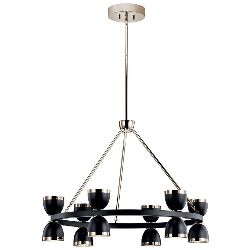 KICHLER 52418BKLED Baland 31" 12 Light Chandelier Black and Polished Nickel