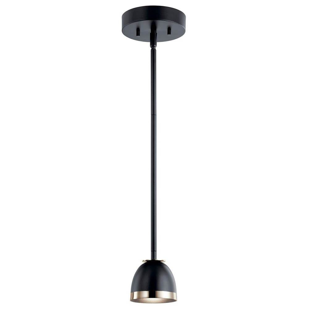 KICHLER 52419BKLED Baland 4" 1 Light Mini Pendant Black and Polished Nickel