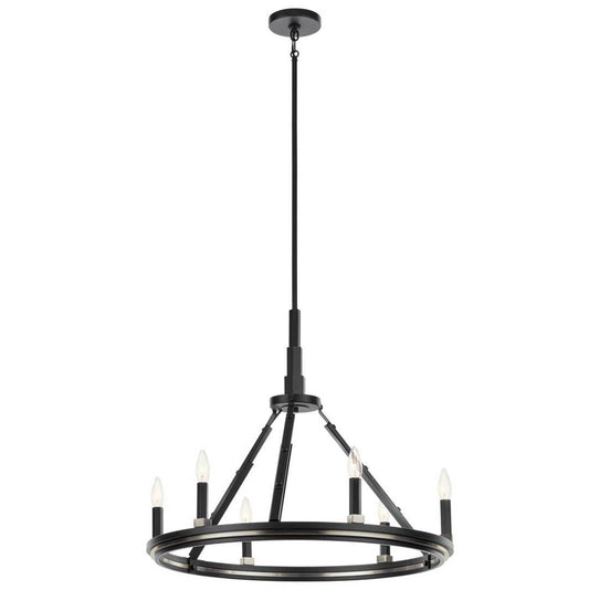 KICHLER 52420BK Emmala 24 inch 6 Light Chandelier in Brushed Nickel and Black