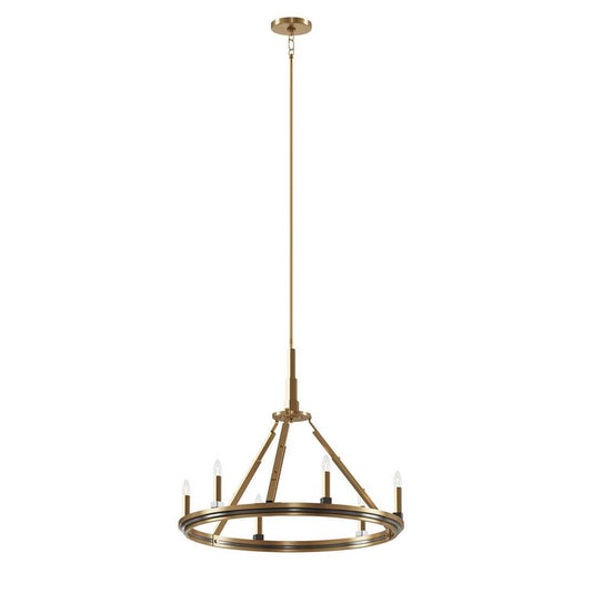 KICHLER 52420BNB Emmala 24 inch 6 Light Chandelier in Brushed Natural Brass and Black