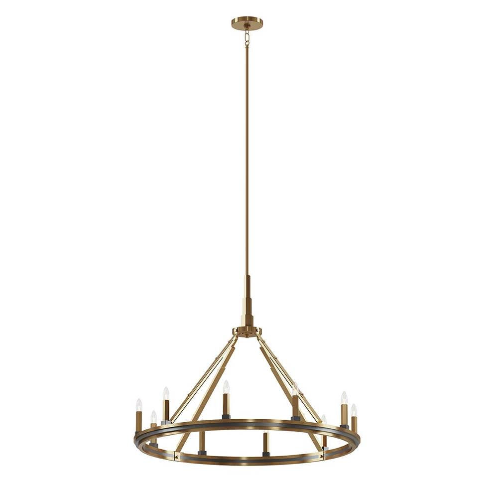KICHLER 52421BNB Emmala 27.50 inch 10 Light Chandelier in Brushed Natural Brass and Black