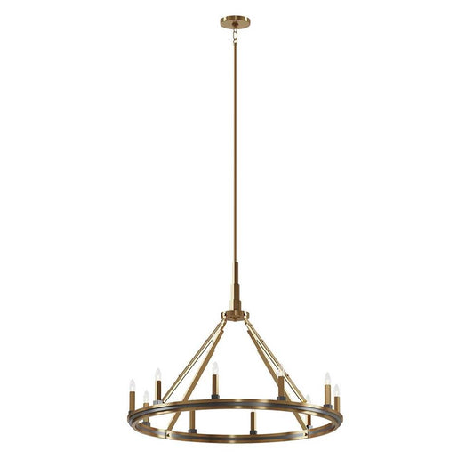 KICHLER 52421BNB Emmala 27.50 inch 10 Light Chandelier in Brushed Natural Brass and Black