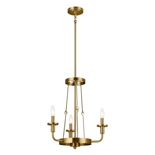 KICHLER 52450NBR Vetivene 20" 3 Light Chandelier Natural Brass