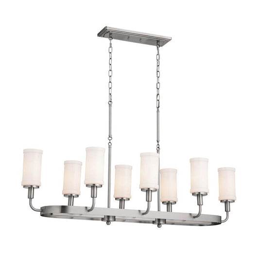 KICHLER 52453CLP Vetivene 46.5" 8 Light Linear Chandelier Classic Pewter
