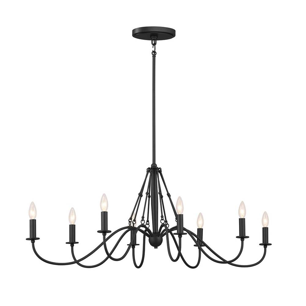 KICHLER 52457BKT Freesia 44" 8 Light Oval Chandelier Textured Black
