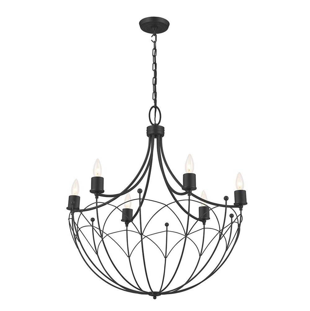 KICHLER 52462BKT Topiary 30" 6 Light Chandelier Textured Black