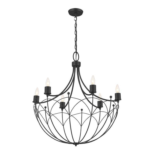 KICHLER 52462BKT Topiary 30" 6 Light Chandelier Textured Black