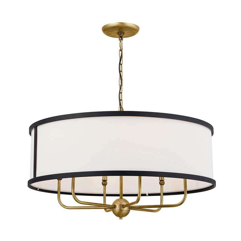 KICHLER 52466NBR Heddle 30" 6 Light Chandelier Natural Brass