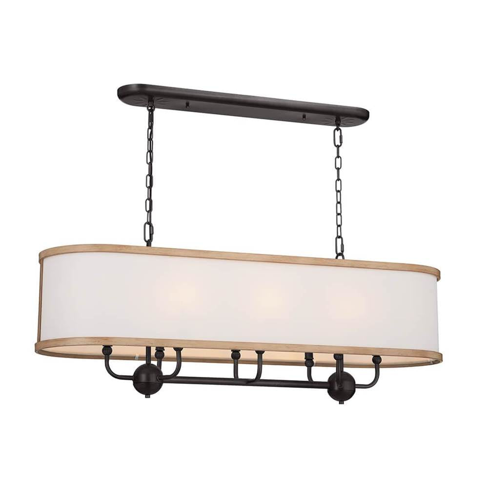 KICHLER 52467AVI Heddle 42.5" 8 Light Linear Chandelier Anvil Iron