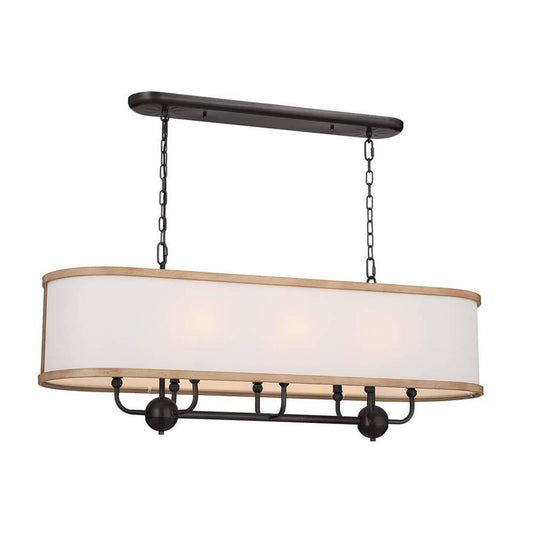 KICHLER 52467AVI Heddle 42.5" 8 Light Linear Chandelier Anvil Iron