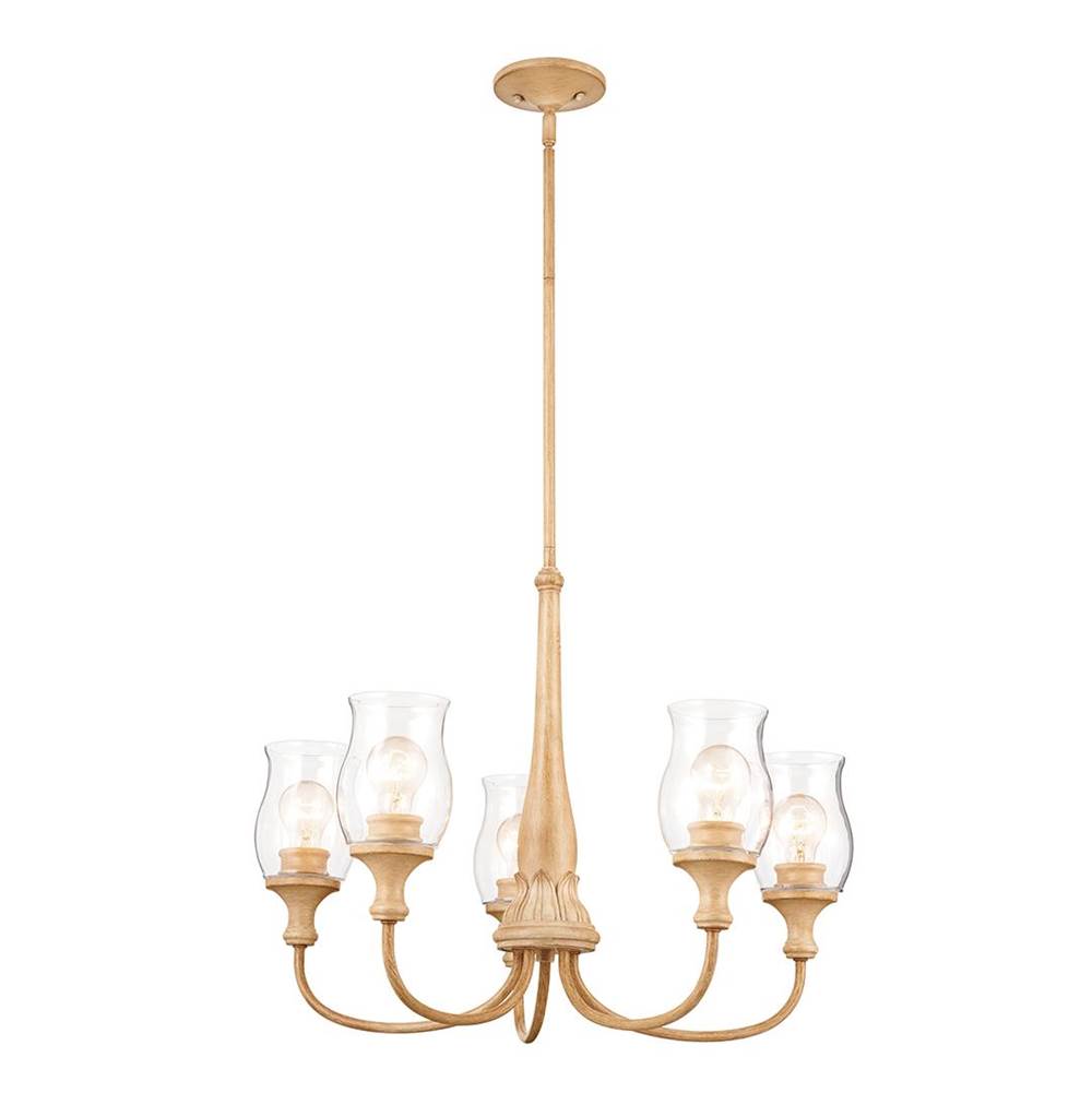 KICHLER 52468WMP Melis 26.5" 5 Light Chandelier Warm Maple Wood