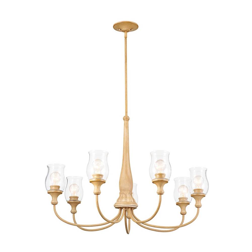 KICHLER 52469WMP Melis 35.5" 7 Light Chandelier Warm Maple Wood