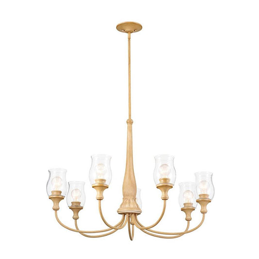 KICHLER 52469WMP Melis 35.5" 7 Light Chandelier Warm Maple Wood