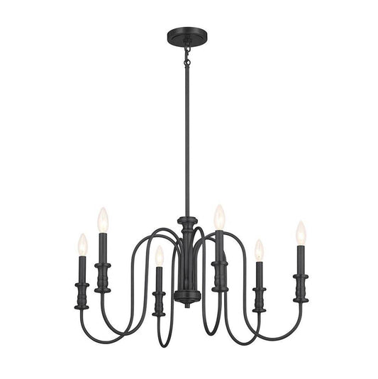 KICHLER 52470BK Karthe 28.5" 6 Light Chandelier Black