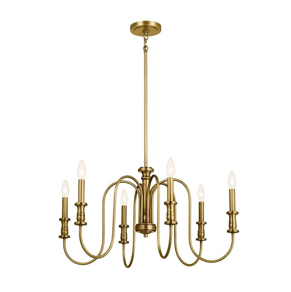 KICHLER 52470NBR Karthe 28.5" 6 Light Chandelier Natural Brass