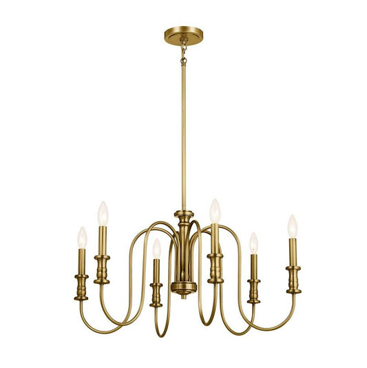 KICHLER 52470NBR Karthe 28.5" 6 Light Chandelier Natural Brass