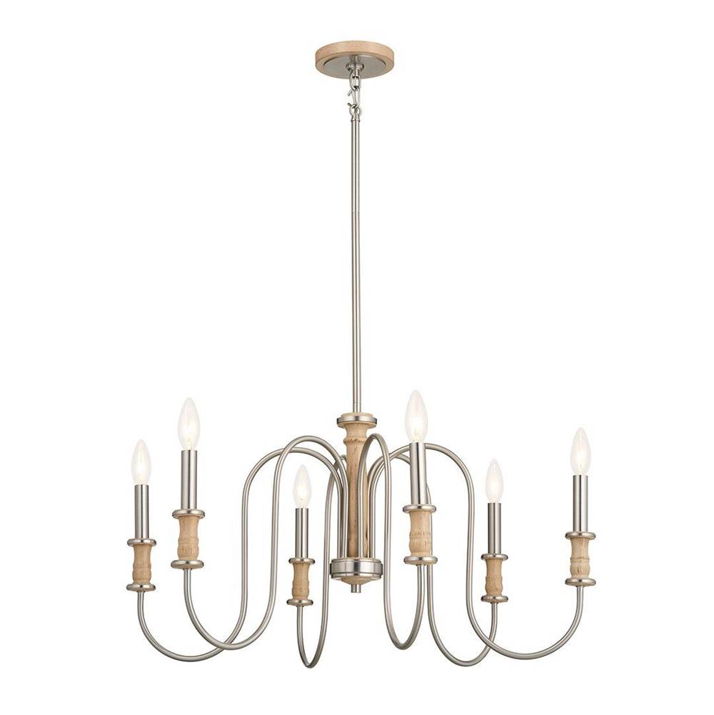 KICHLER 52470NI Karthe 28.5" 6 Light Chandelier Brushed Nickel
