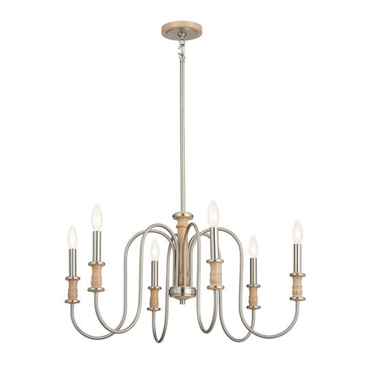 KICHLER 52470NI Karthe 28.5" 6 Light Chandelier Brushed Nickel