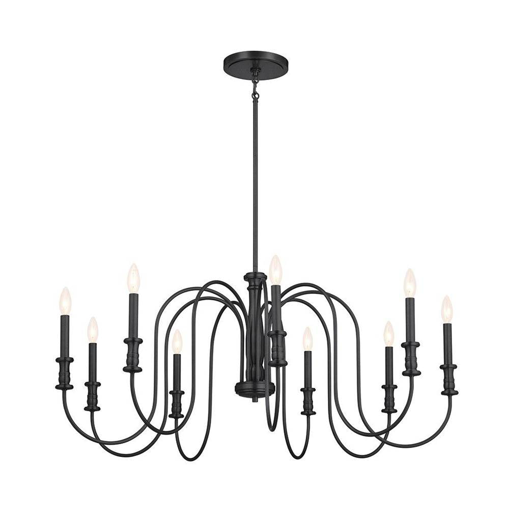 KICHLER 52471BK Karthe 42" 9 Light Chandelier Black