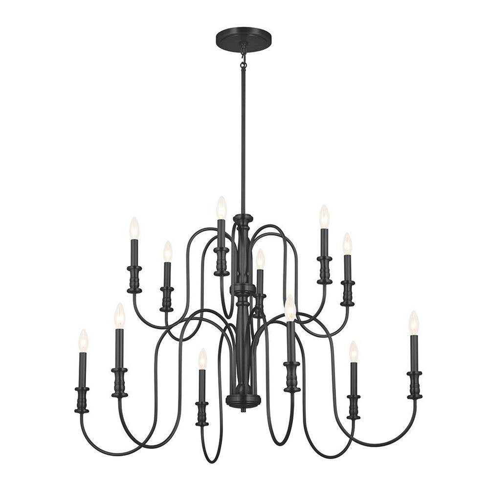 KICHLER 52472BK Karthe 42" 12 Light Chandelier Black