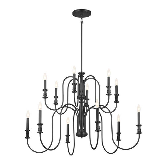 KICHLER 52472BK Karthe 42" 12 Light Chandelier Black