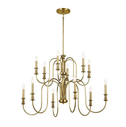 KICHLER 52472NBR Karthe 42" 12 Light Chandelier Natural Brass