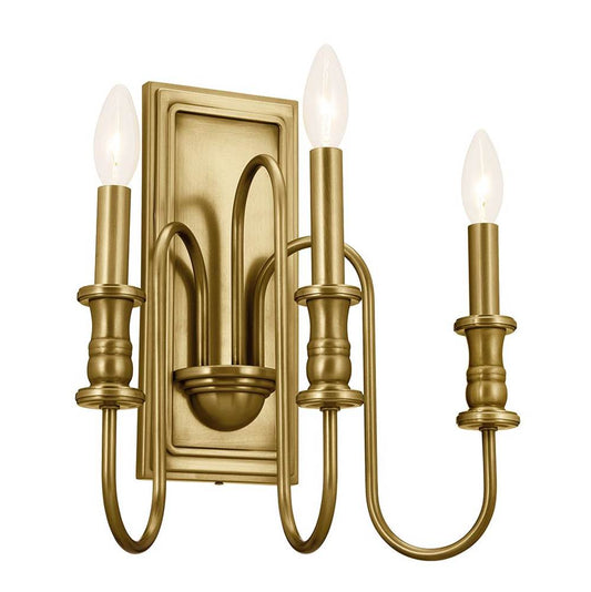 KICHLER 52473NBR Karthe 14" 3 Light Wall Sconce Natural Brass