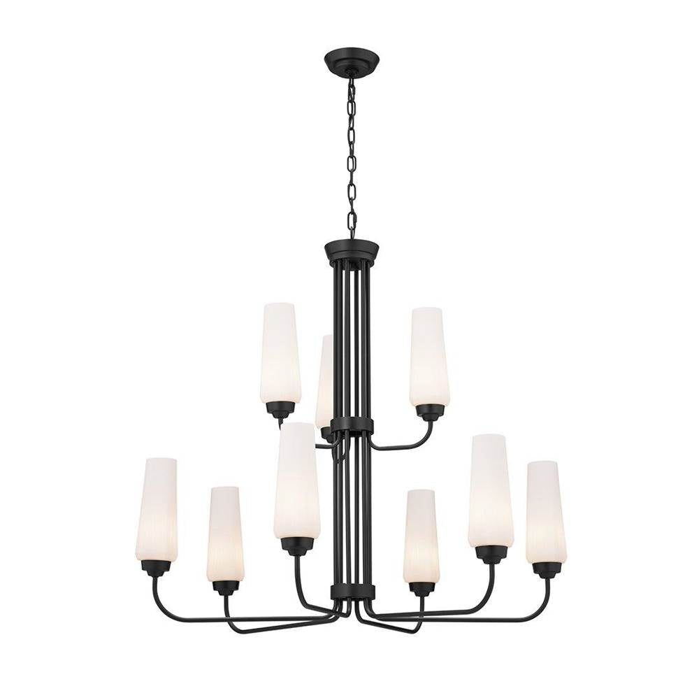 KICHLER 52482BK Truby 34" 9 Light 2-Tier Chandelier Black