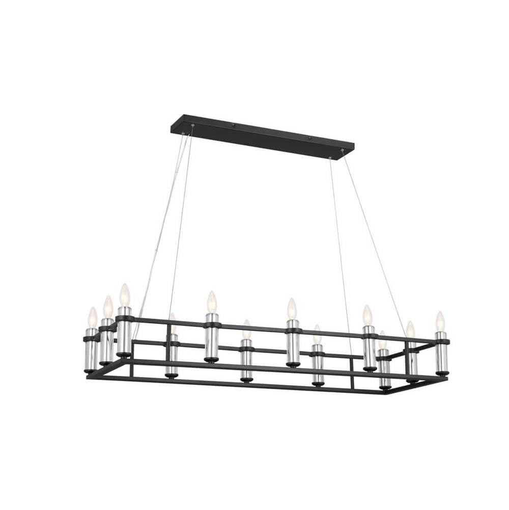 KICHLER 52492BK Rosalind Linear Chandelier 12 Light - Black