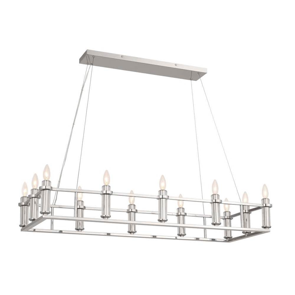 KICHLER 52492PN Rosalind Linear Chandelier 12 Light - Polished Nickel