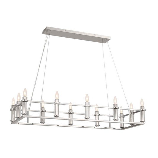 KICHLER 52492PN Rosalind Linear Chandelier 12 Light - Polished Nickel