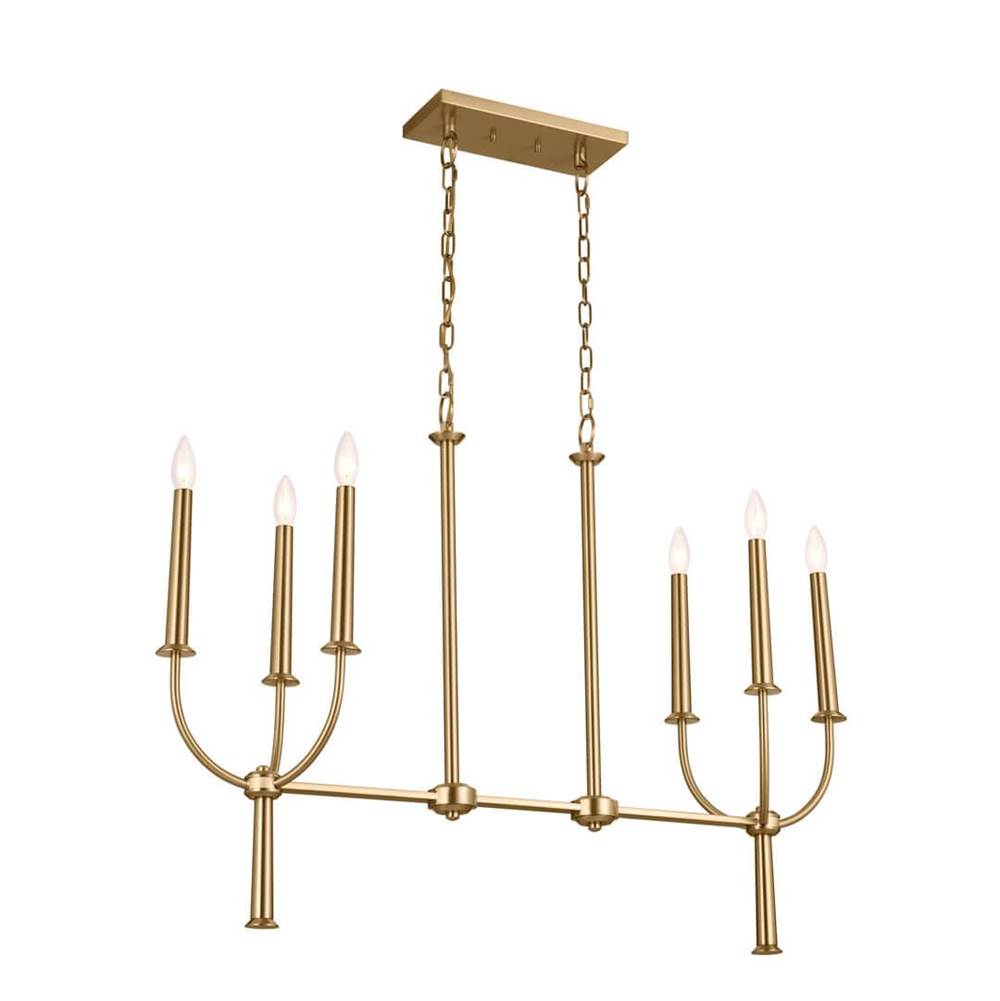 KICHLER 52495BNB Florence Linear Chandelier 6 Light - Brushed Natural Brass