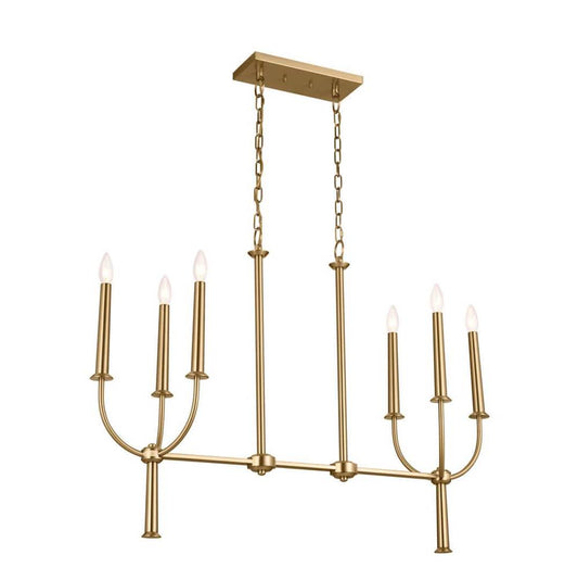 KICHLER 52495BNB Florence Linear Chandelier 6 Light - Brushed Natural Brass