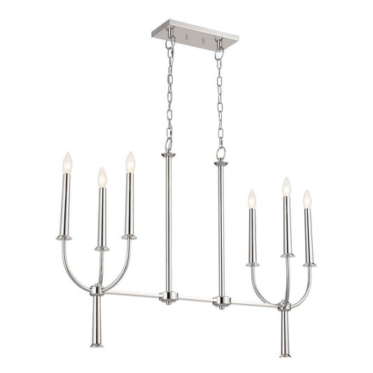 KICHLER 52495PN Florence Linear Chandelier 6 Light - Polished Nickel