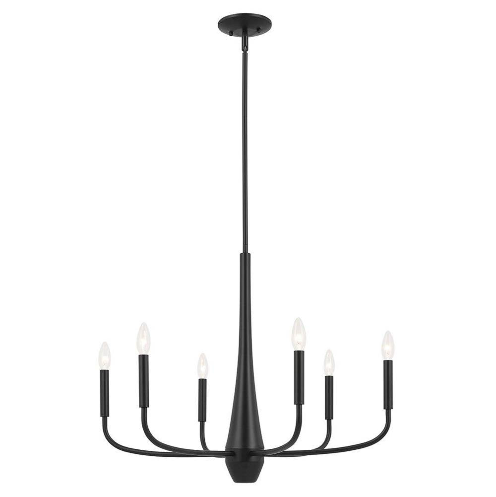 KICHLER 52525BK Deela 28 Inch 6 Light Chandelier in Black