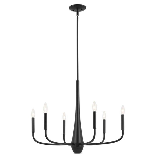 KICHLER 52525BK Deela 28 Inch 6 Light Chandelier in Black