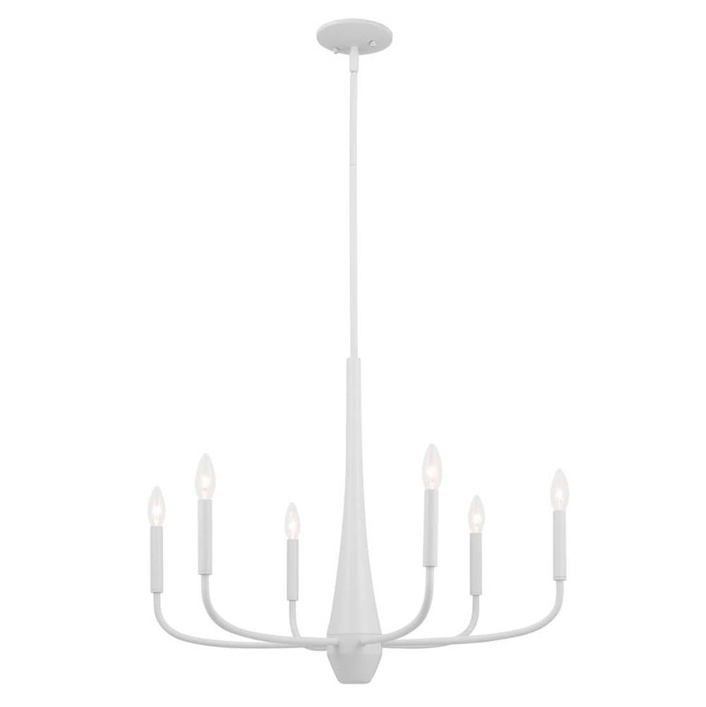 KICHLER 52525WH Deela 28 Inch 6 Light Chandelier in White