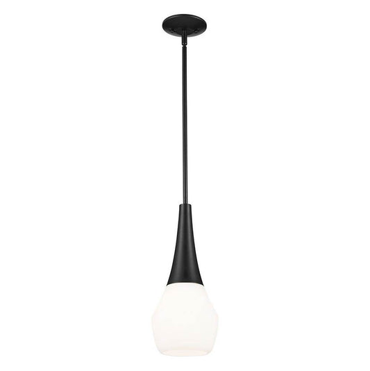 KICHLER 52529BK Deela 17 Inch 1 Light Pendant with Satin Etched Cased Opal Glass in Black