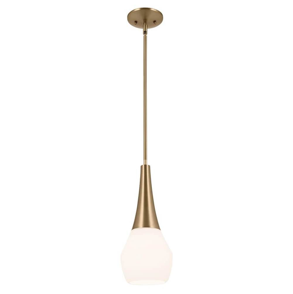 KICHLER 52529CPZ Deela 17 Inch 1 Light Pendant with Satin Etched Cased Opal Glass in Champagne Bronze