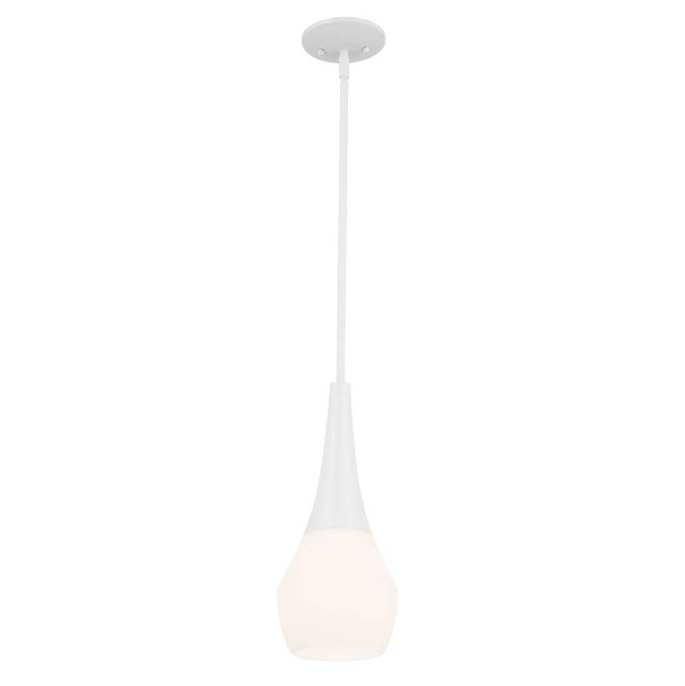 KICHLER 52529WH Deela 17 Inch 1 Light Pendant with Satin Etched Cased Opal Glass in White