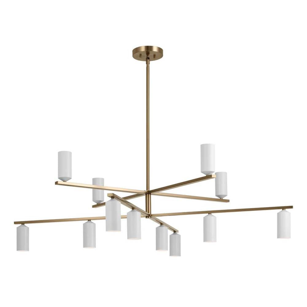 KICHLER 52533CPZWH Gala 55.75 Inch 12 Light Chandelier in Champagne Bronze with White