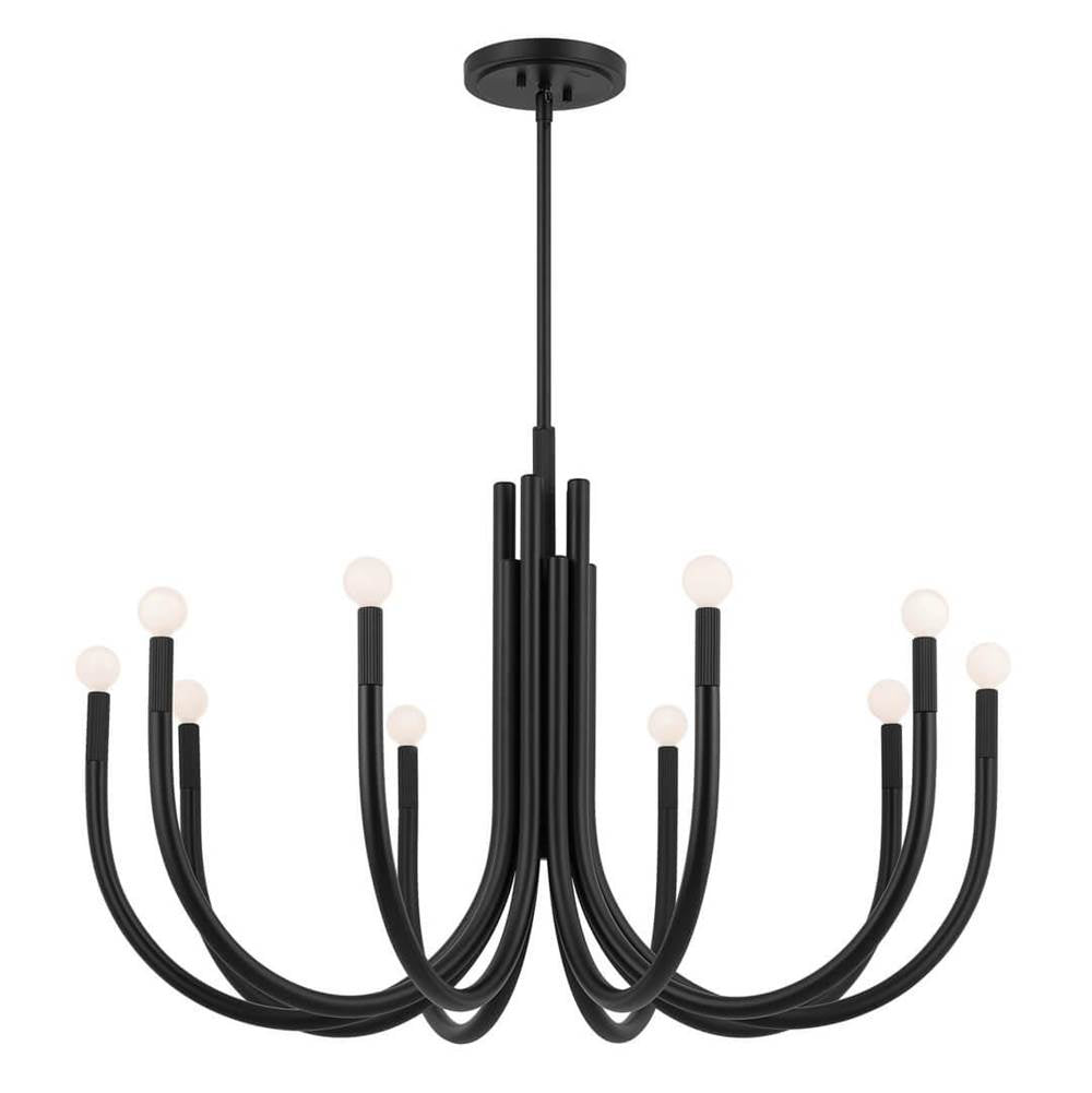 KICHLER 52551BK Odensa 40.25 Inch 10 Light Chandelier in Black