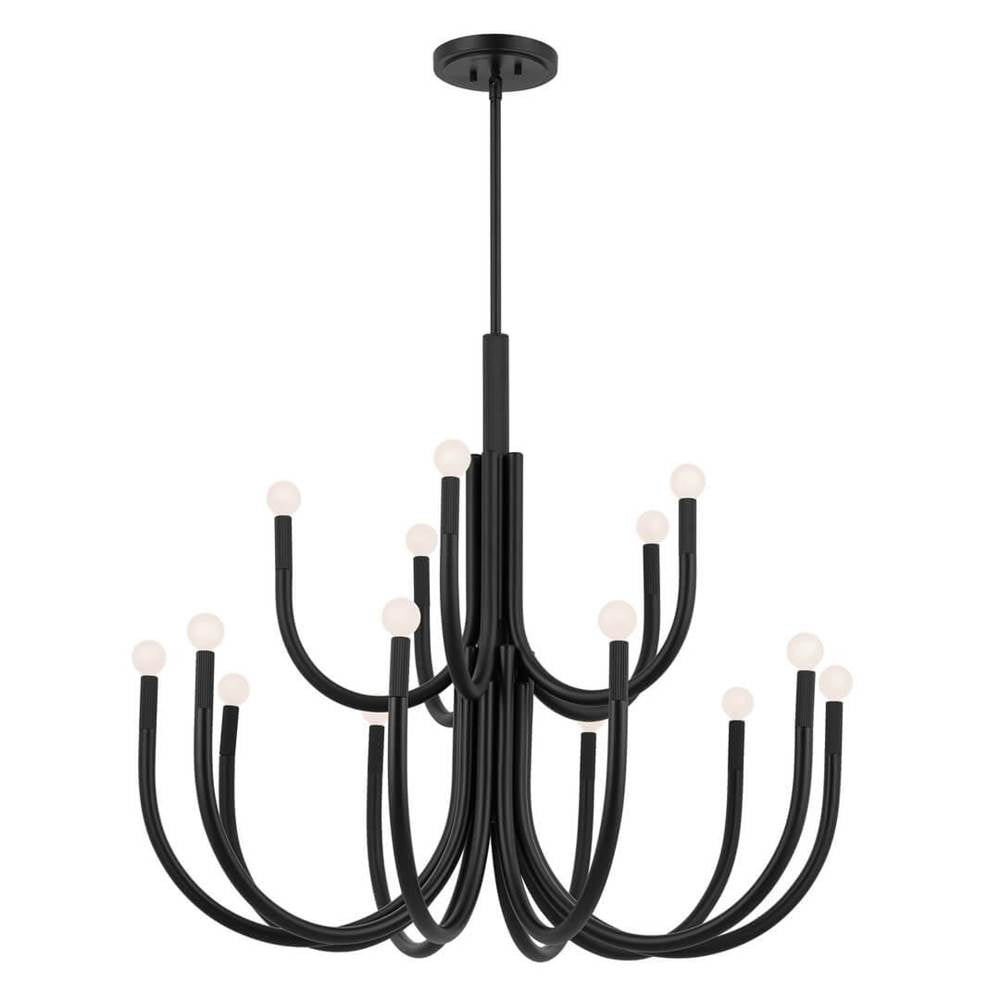 KICHLER 52552BK Odensa 40 Inch 15 Light Chandelier in Black