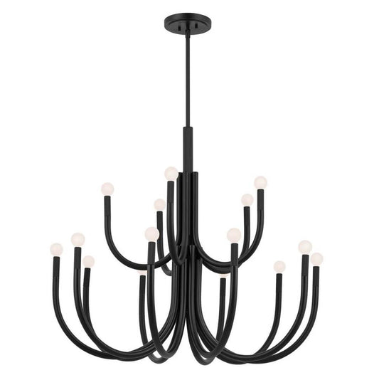 KICHLER 52552BK Odensa 40 Inch 15 Light Chandelier in Black