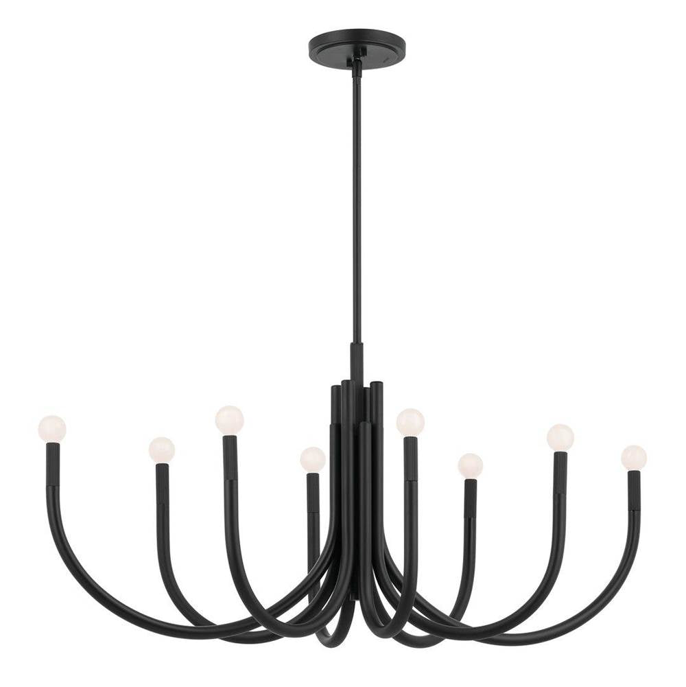 KICHLER 52553BK Odensa 46 Inch 8 Light Oval Chandelier in Black