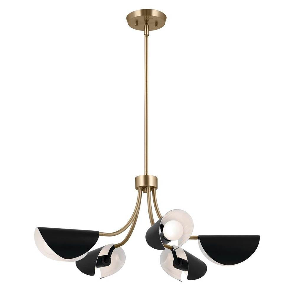 KICHLER 52558CPZBK Arcus 29.25 Inch 5 Light Convertible Chandelier in Champagne Bronze with Black