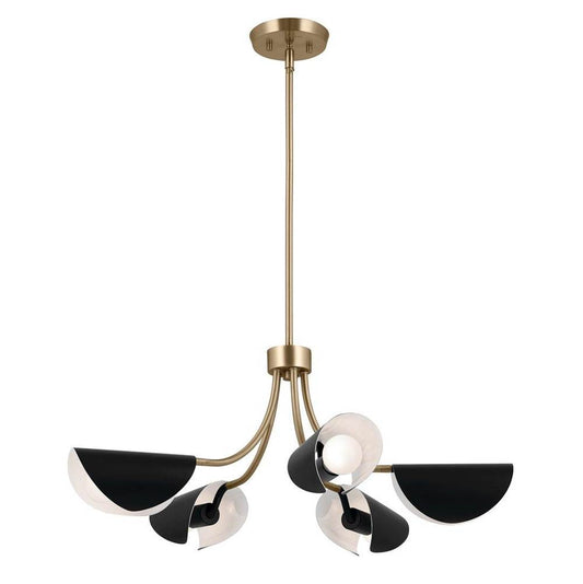 KICHLER 52558CPZBK Arcus 29.25 Inch 5 Light Convertible Chandelier in Champagne Bronze with Black